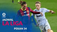 Berita motion grafis jadwal Liga Spanyol 2020/2021 pekan ke-34, Barcelona tantang Valencia.