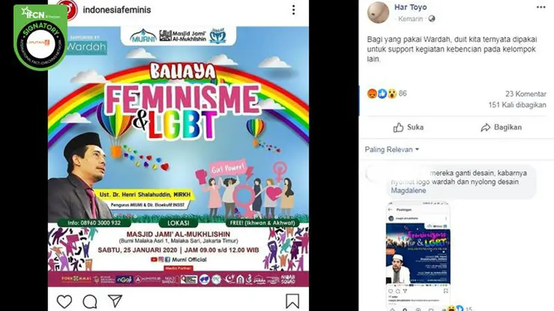 [Cek Fakta] Gambar Tangkapan Layar Poster Diskusi "Bahaya Feminisme & LGBT"