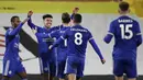 Leicester City akhirnya berhasil kembali menorehkan hasil positif kala bertandang ke markas Fulham pada laga lanjutan Liga Inggris musim 2020-2021. (Peter Cziborra/Pool via AP)
