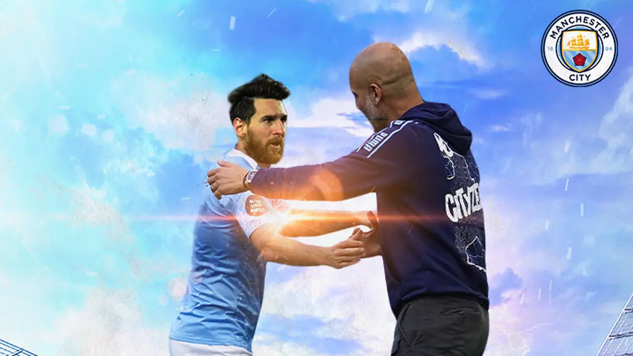 Manchester City - Ilustrasi Lionel Messi Jersey Manchester City