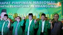 Ketua DPP PPP Rusli Efendi, Waketum PPP Emron Pangkapi, Sekjen Romahurmuziy, dan Ketua DPP Aunur Rofiq usai memberikan keterangan dalam jumpa pers di kantor DPP PPP (Liputan6.com/Johan Tallo).