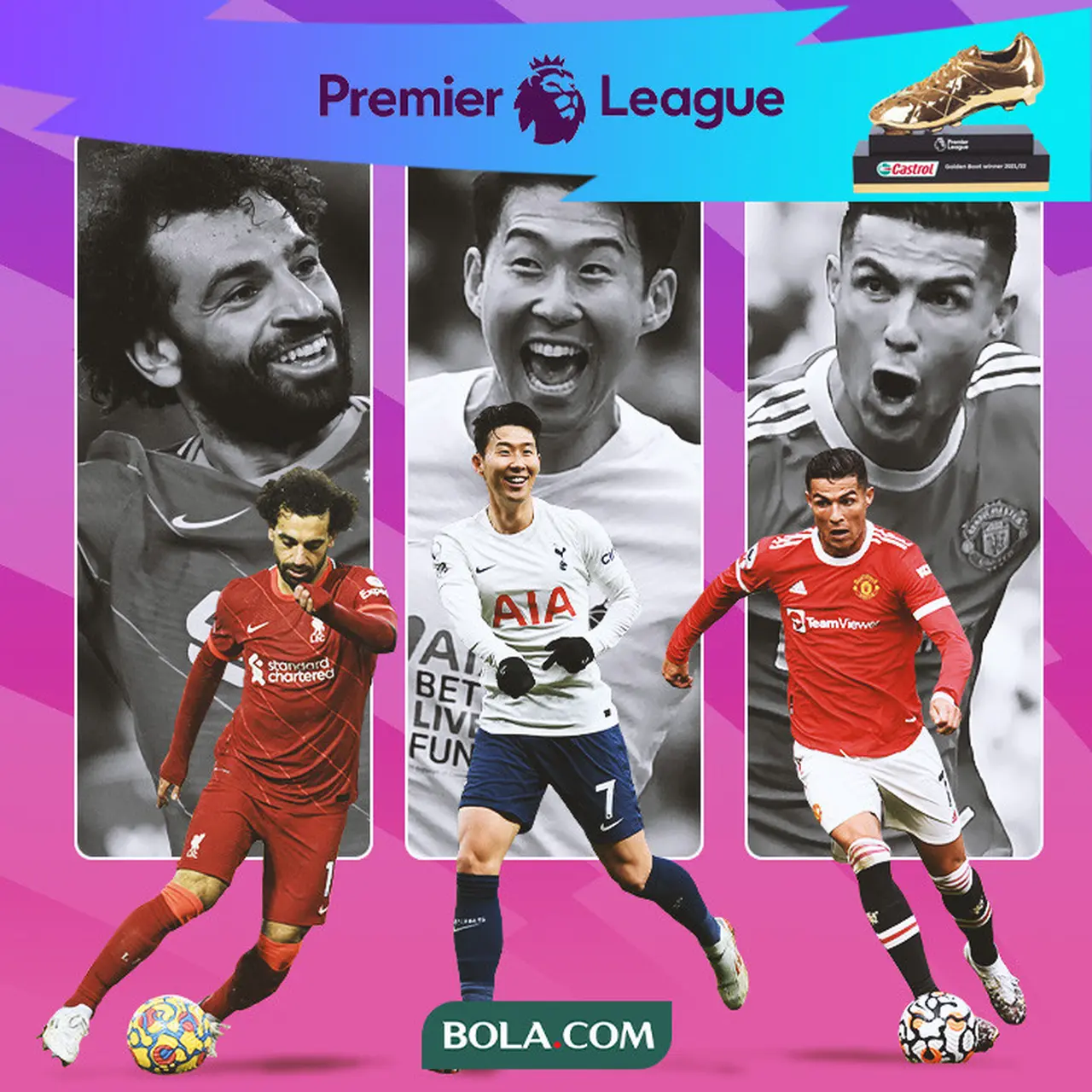 Premier League - Sepatu Emas - Mohamed Salah, Son Heung-min, Cristiano Ronaldo