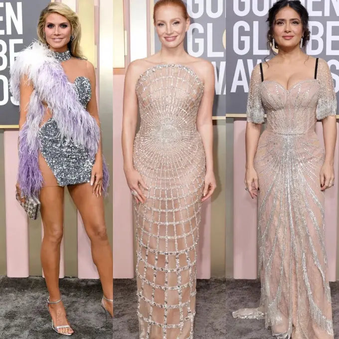 6 Artis Tampil Seksi Pakai Naked Dress di Golden Globe Awards 2023, Heidi Klum hingga Jessica Chastain