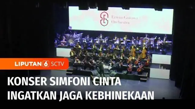 Musisi Erwin Gutawa bersama Maruarar Sirait menggelar Konser Orkestra Simfoni Cinta di Teater Graha Bakti Budaya, Taman Ismail Marzuki, Jakarta, Kamis malam. Cinta tanah air dan kebhinekaan jadi tema konser.