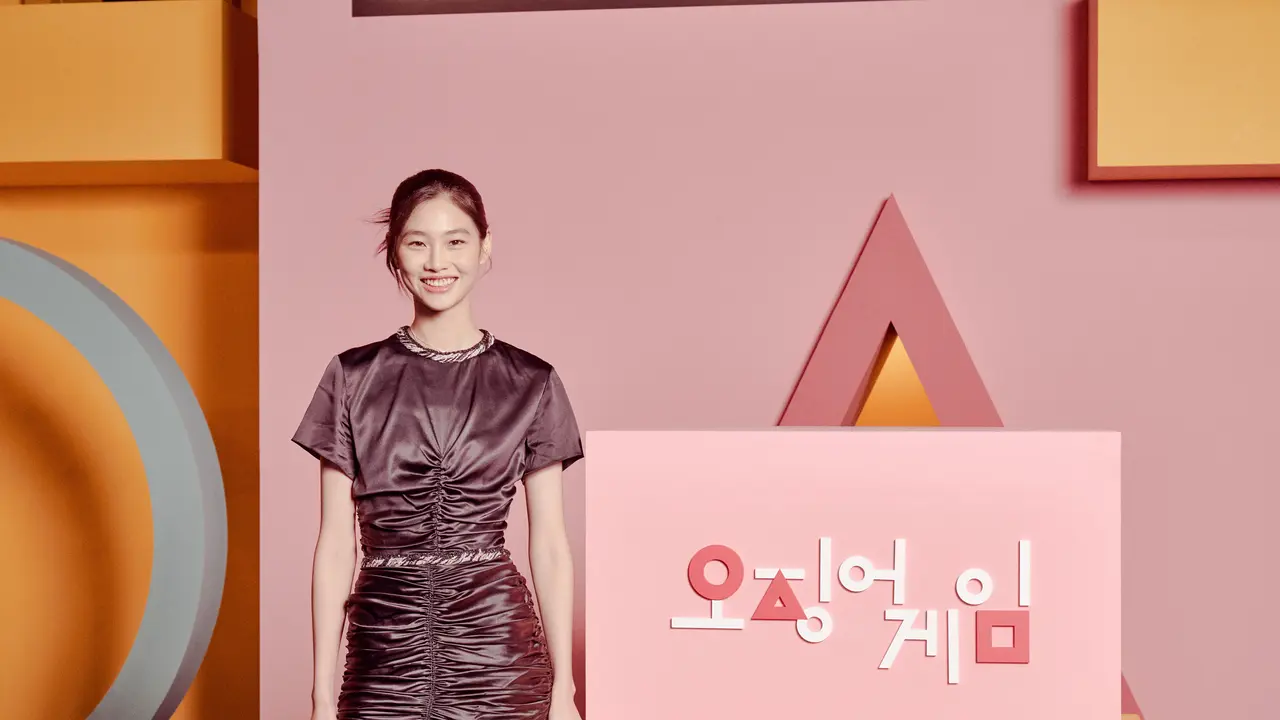 Jung Ho Yeon dalam konferensi pers Squid Game. (Netflix)