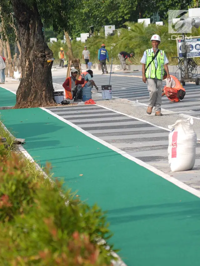 Kurang 100 Hari Asian Games 2018, Begini Tampilan Trotoar Jalan Gerbang Pemuda Senayan