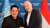 Ketua PSSI, Erick Thohir dan Presiden FIFA, Gianni Infantino. (Bola.com/Dok.Instagram Gianni Infantino).