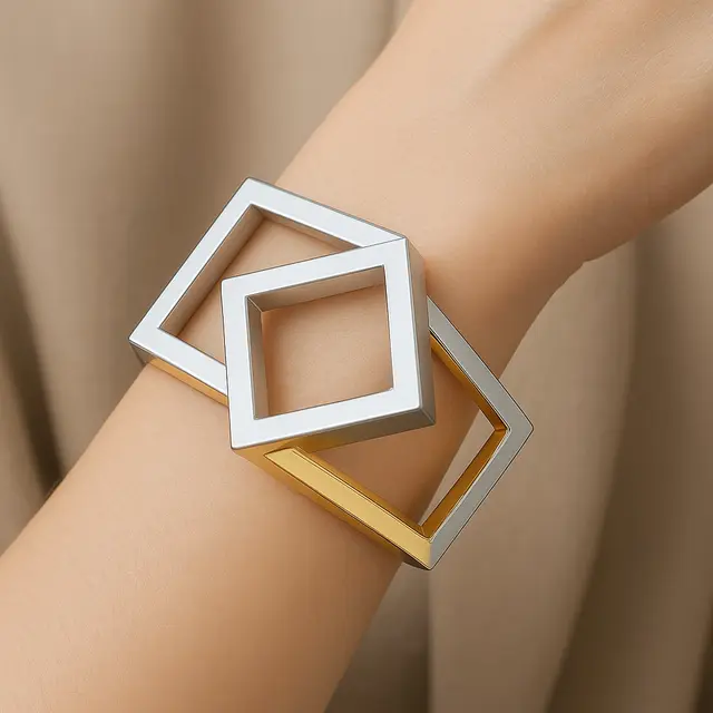 Model Gelang Emas Bangle Geometris Modular (Dual-Tone) 5 Gram 18 Karat