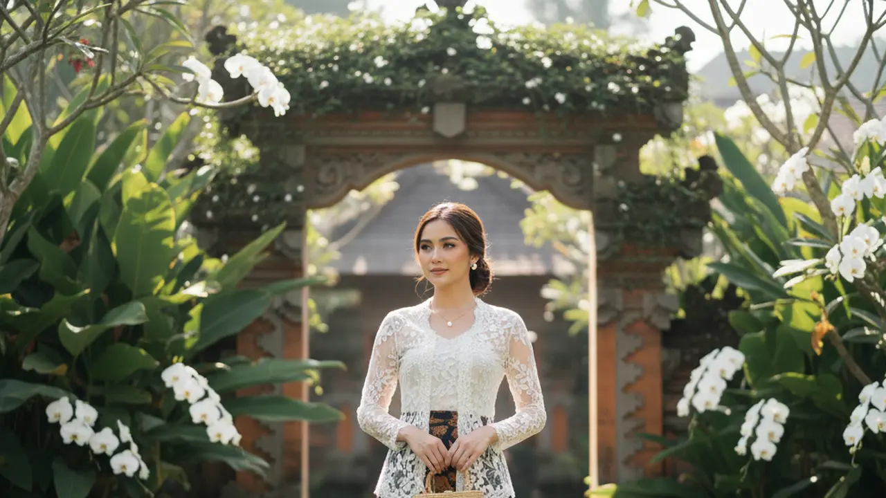 Model Kebaya Simpel dengan Rok Batik A-Line
