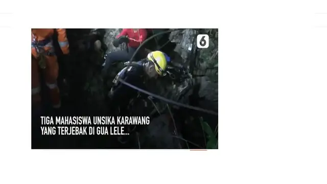 Enam mahasiswa Universitas Karawang atau Unsika terjebak di dalam Gua Lele.