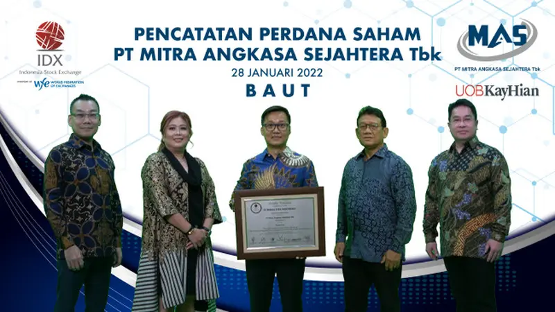 Pencatatan perdana saham PT Mitra Angkasa Sejahtera Tbk (BAUT), Jumat (28/1/2022) (Dok: BEI)