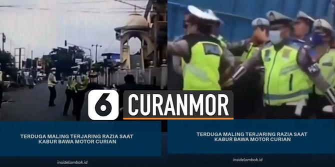 VIDEO: Viral Aksi Heroik Polisi Tendang Pelaku Curanmor