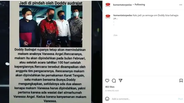 Vanessa Angel - Doddy Sudrajat (Foto: Instagram/@komentatorpedas)