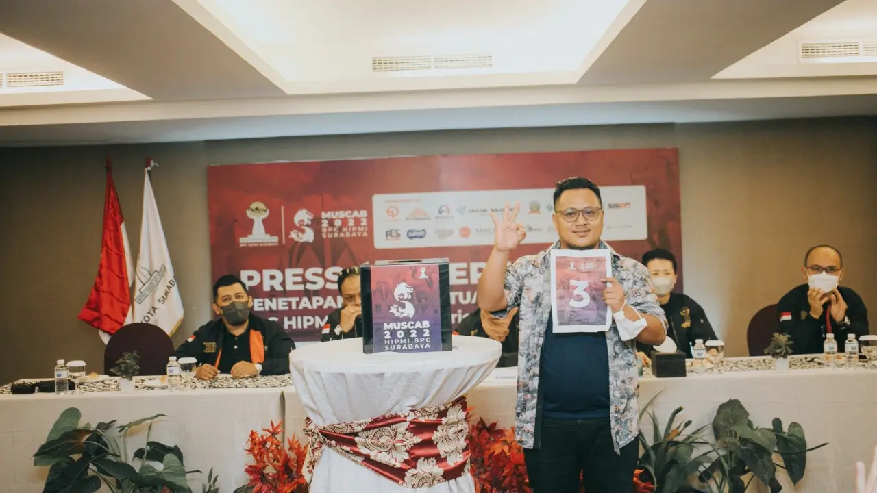 Nuryadi mendapatkan nomor urut tiga pada kontestasi pemilihan ketua umum BPC HIPMI Surabaya. (Dian Kurniawan/Liputan6.com).