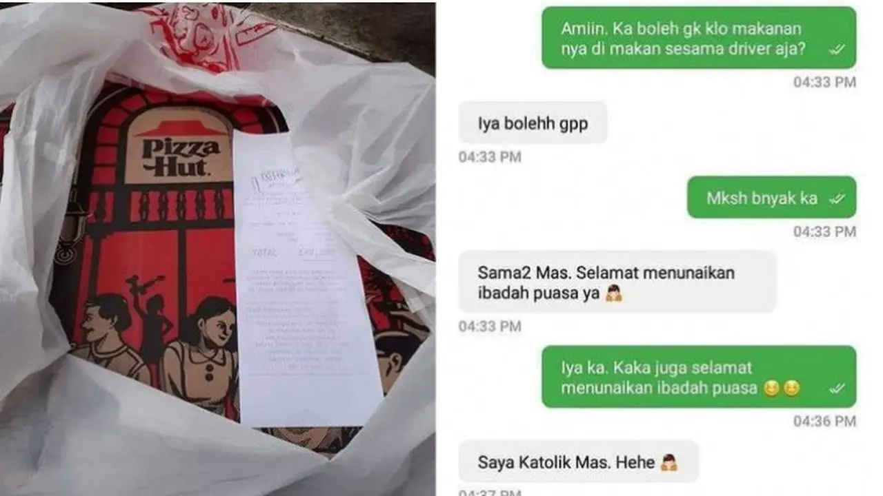 Haru, Driver Ojol Ini Dibelikan Pizza untuk Buka Puasa oleh Pelanggan Non Muslim
