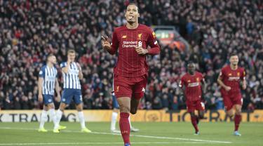 Virgil van Dijk Borong 2 Gol, Liverpool Taklukkan Brighton