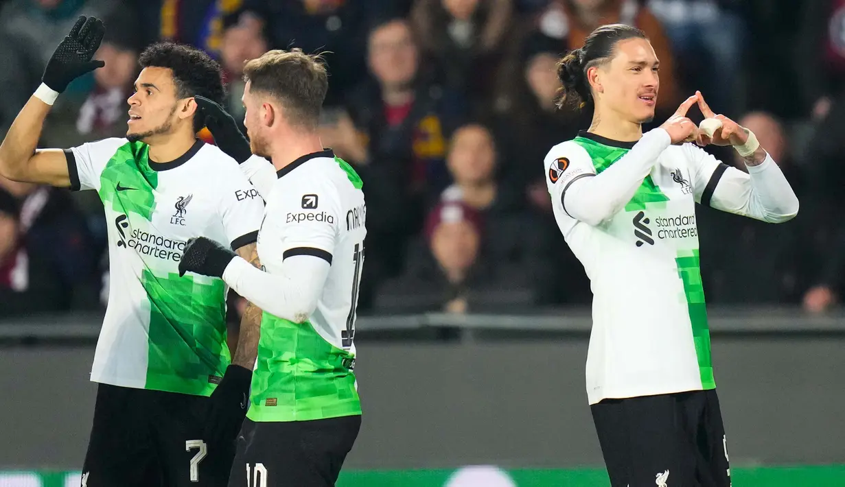 Selanjutnya, Liverpool akan menjamu Sparta Praha di laga leg kedua 16 besar Liga Europa 2023/2024 yang akan berlangsung pekan depan. (AP Photo/Petr David Josek)