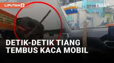 Ngilu! Tiang Besi Menancap di Kaca Mobil Usai Terlontar dari Truk