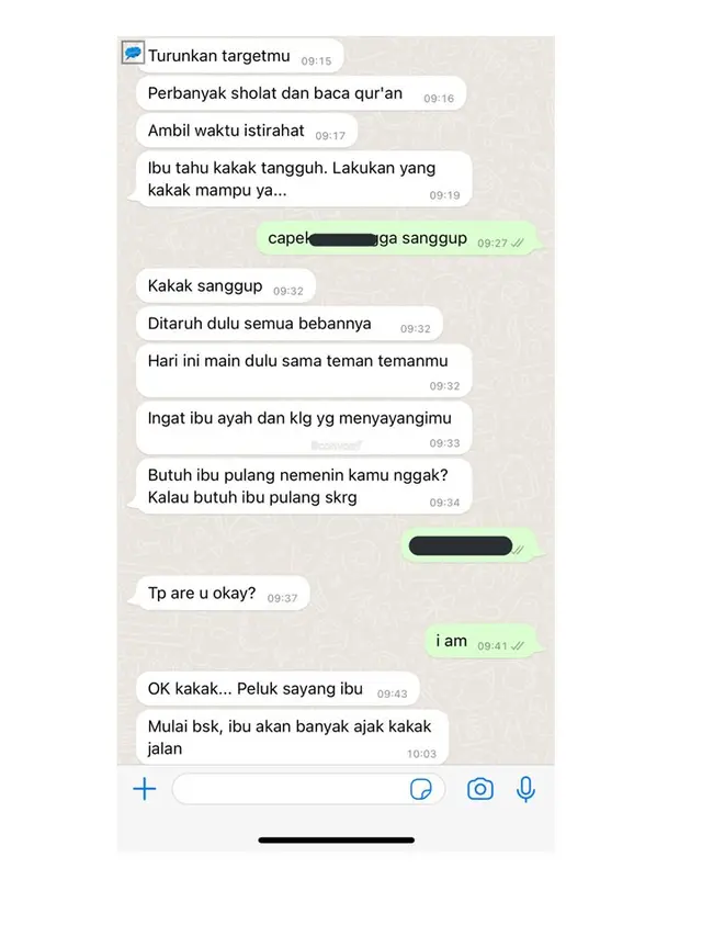 8 Chat Orang Tua Beri Semangat ke Anak Ini Bikin Haru
