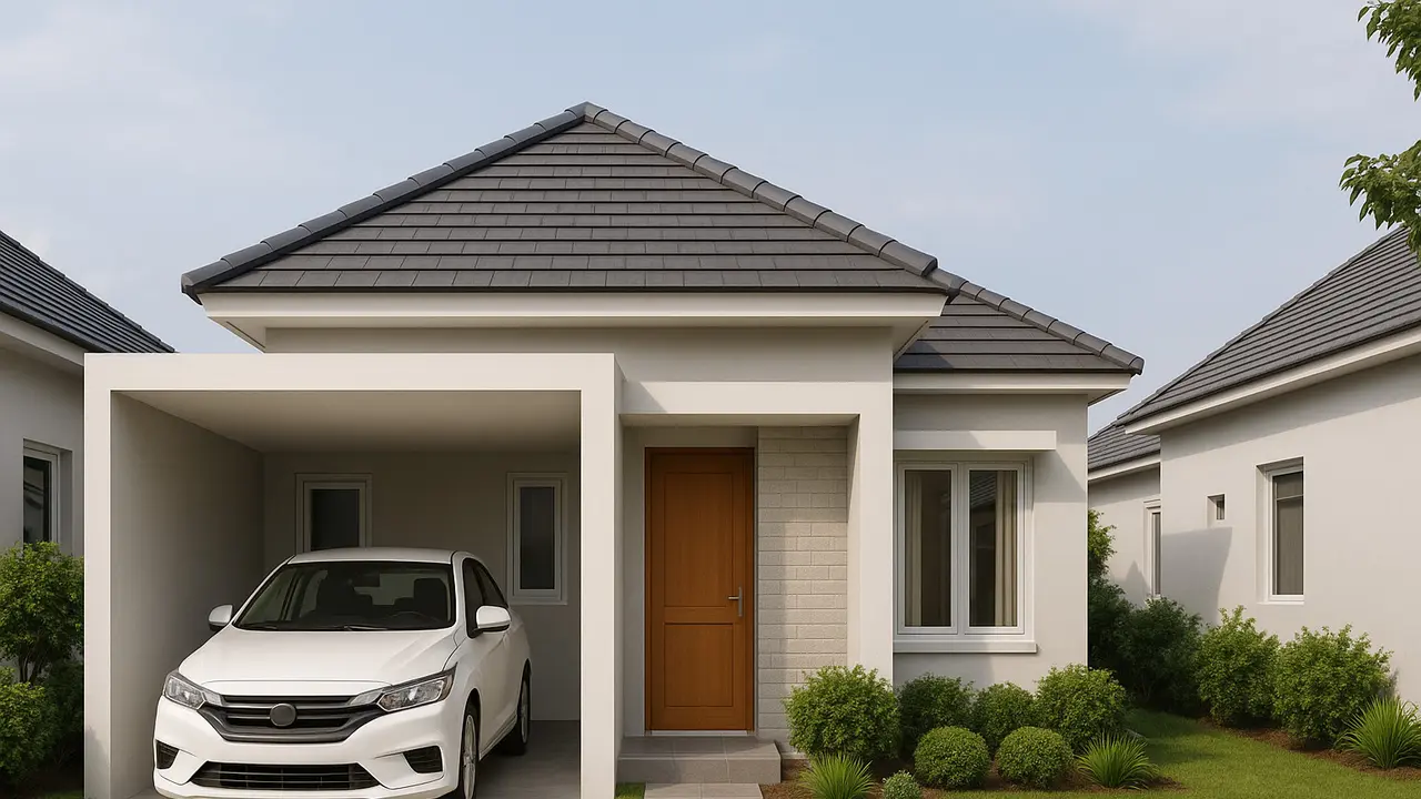 Model Rumah Dengan Garasi Mobil di Perumahan/Ilustrasi gambar oleh AI