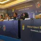 Polda Metro Jaya menggelar konferensi pers terkait kasus penembakan Gedung MUI, Jakarta Pusat, Jumat (5/5/2023). (Liputan6.com/Ady Anugrahadi)