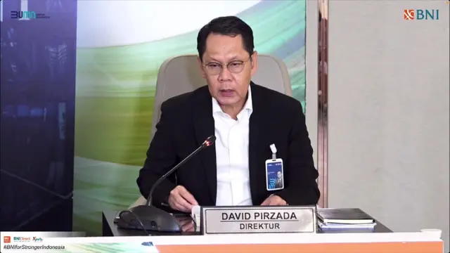 Direktur BNI David Pirzada saat paparan publik kinerja keuangan 2022 PT Bank Negara Indonesia Tbk (BBNI), Selasa (24/1/2023) (Foto: tangkapan layar/Pipit I.R)
