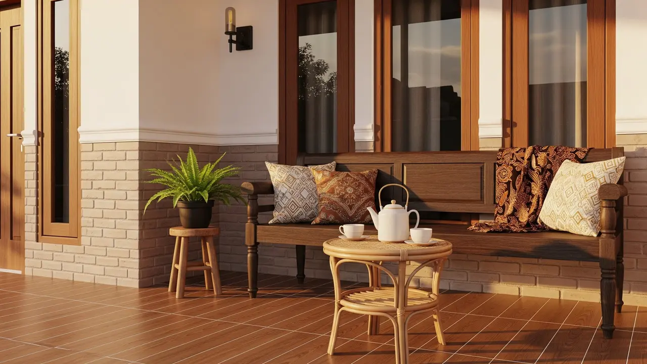 Desain Natural dengan Keramik Motif Kayu Cokelat