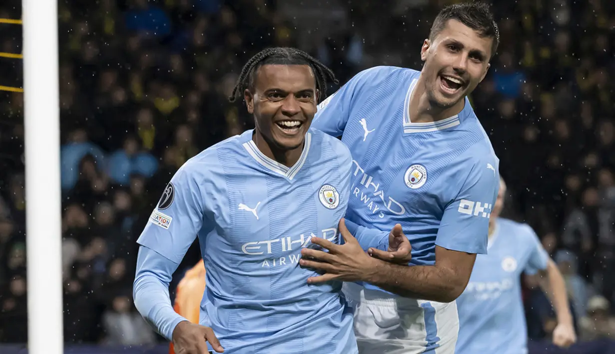 Man City lebih dulu memecah kebuntuan di menit ke-48 berkat lesakan Manuel Akanji. (Anthony Anex/Keystone via AP)
