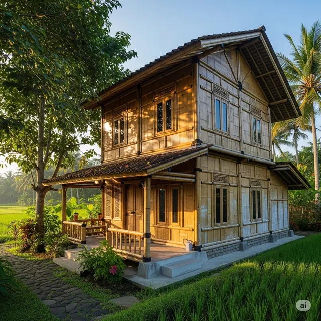 Rumah Sederhana dari Bambu. Foto: Gemini