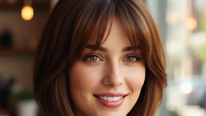 A-Line Bob dengan Poni Layer