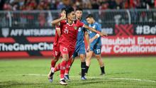 Pesepak bola Timnas Indonesia Ramadhan Sananta melakukan selebrasi usai mencetak gol ke gawang Brunei Darussalam dalam pertandingan Grup A Piala AFF 2022 di Stadion Kuala Lumpur, Malaysia, Senin (26/12/2022). Indonesia mengalahkan Brunei Darussalam dengan skor 7-0. (Liputan6.com/PSSI)