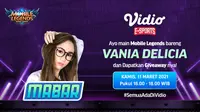 Live streaming Main Bareng Vania Delicia, Kamis (11/3/2021) pukul 16.00 WIB dapat disaksikan melalui platform Vidio, laman Bola.com, dan Bola.net. (Dok. Vidio)