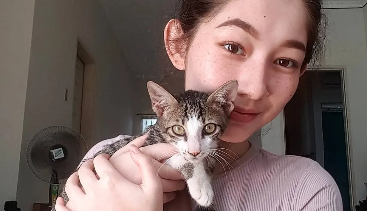 Macican menjadi teman Devina saat menghabiskan waktu di rumah. Kehadiran kucing kesayangannya ini memberi warna tersendiri dalam hidupnya, terutama selama masa pandemi. (Liputan6.com/IG/@devinaureel).