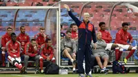 Manajer Arsenal, Arsene Wenger saat memberi instruksi kala bersua Manchester City, pada laga persahabatan di Stadion Ullevi, Gothenburg, Swedia (7/8/2016). Performa Arsenal pada 2016-2017 menjadi penentu nasib Wenger.  (Reuters/Adam Holt)