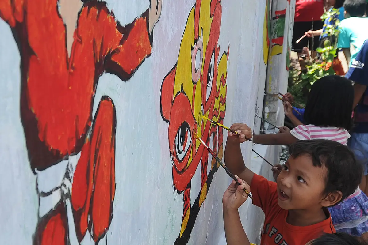 Tembok di Pulo Geulis Bogor Digambari Mural