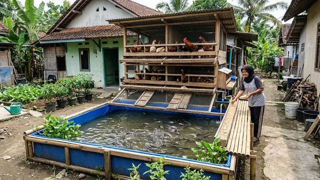 9 Desain Kandang Ayam dan Kolam Lele dalam Satu Lahan untuk Rumah Kecil