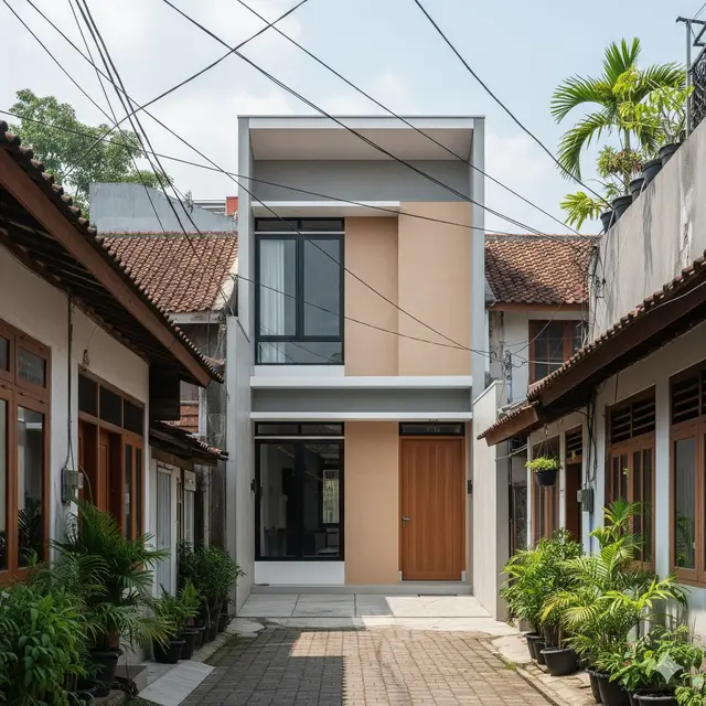 Desain Rumah Rp 100 Juta di Gang yang Aesthetic. (via Gemini)