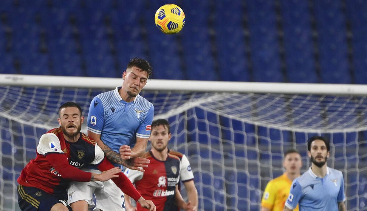 Pada laga tersebut Lazio begitu mendominasi jalannya pertandingan dengan penguasaan bola mencapai 62 persen dan punya 14 tembakan di sepanjang laga. Di sisi sebaliknya, Cagliari hanya punya dua tembakan mengarah gawang. (Alfredo Falcone/Lapresse via AP)