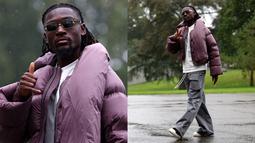 Gelandang Timnas Prancis, Manu Kone saat tiba untuk persiapan pertandingan kualifikasi UEFA Nations League di Clairefontaine-en-Yvelines pada 7 Oktober 2024. (AFP/Franck Fife)