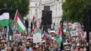 Aksi unjuk rasa ini bagian dalam ‘Pawai Nasional untuk Palestina’ yang diselenggarakan oleh Kampanye Solidaritas Palestina. (CARLOS JASSO/AFP)