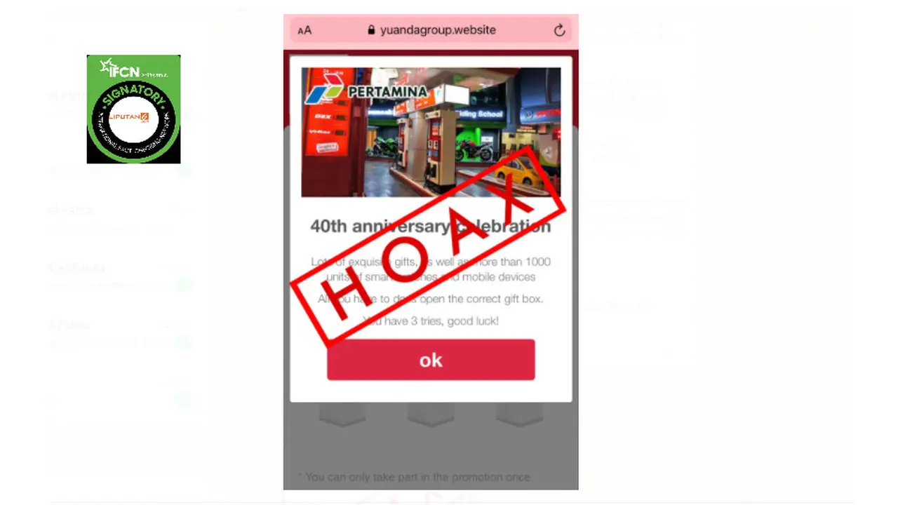 Cek Fakta Liputan6.com menelusuri informasi Pertamina bagikan hadiah untuk rayakan ulang tahun ke-40