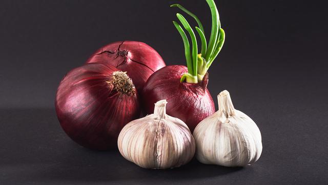 Ilustrasi bawang merah, bawang putih