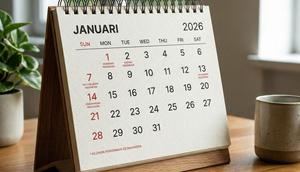Apakah Tanggal 1 Januari 2026 Libur? Ilustrasi kalender 2026. Foto: Gemini