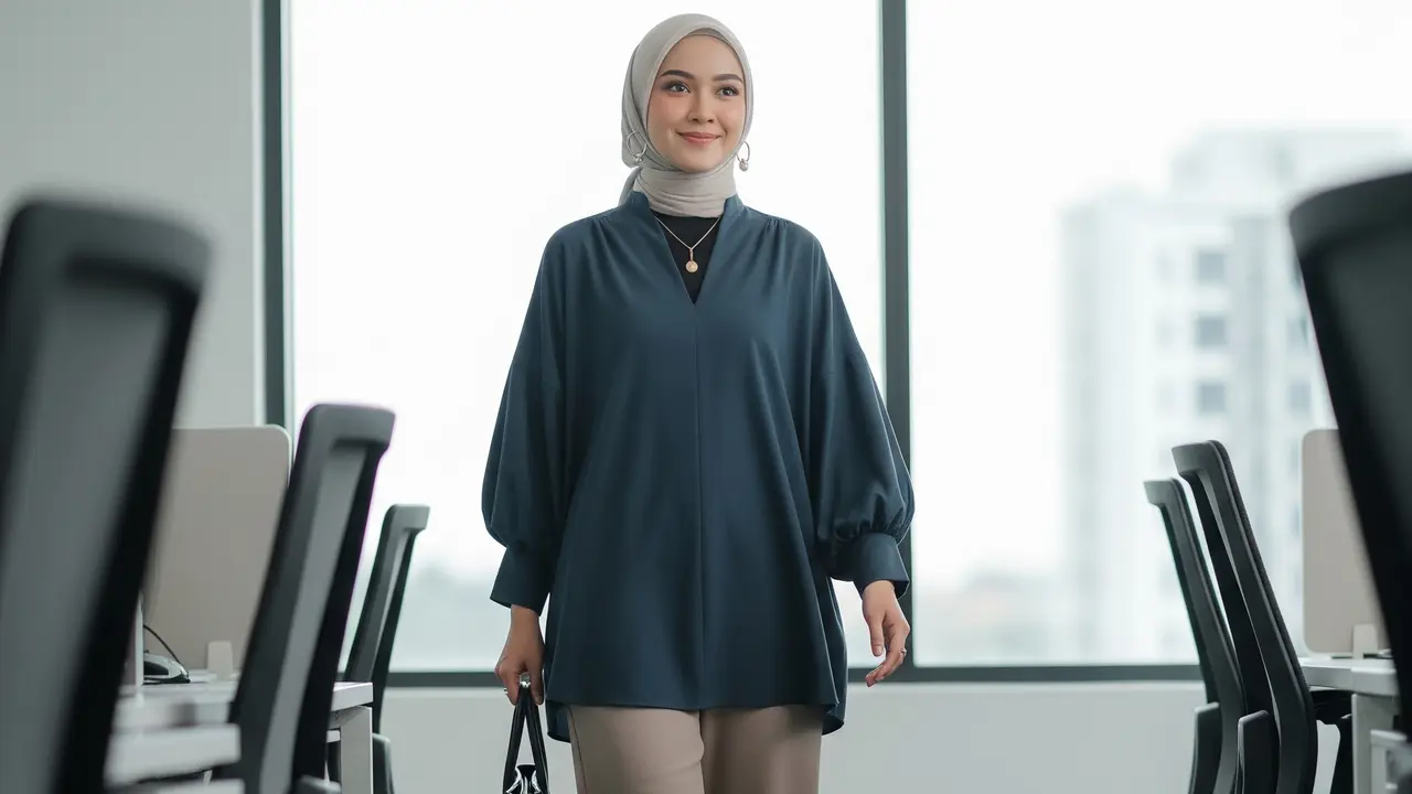 Model Blus Muslimah 2026 yang Anggun dan Nyaman untuk Kerja (Image by Gemini AI)