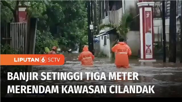 Hujan deras yang mengguyur ibu kota pada Selasa (04/10) sore, mengakibatkan ratusan rumah di kawasan Cilandak, Jakarta Selatan, terendam banjir. Banjir dengan ketinggian 1 hingga 3 meter merendam ratusan rumah yang tersebar di wilayah tiga rukun teta...