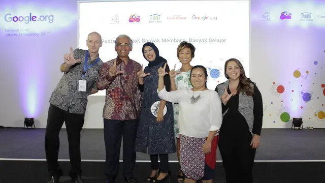 Kolaborasi berbagai pihak dalam meningkatkan kemampuan membaca anak Indonesia. (Foto: Google.org)