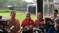 Sekjen DPP PDIP Hasto Kristiyanto saat menggelar konferensi pers di Stadion Gelora Bung Karno (GBK), Jakarta, Kamis (30/3/2023). (Foto: Delvira Hutabarat/Liputan6.com).