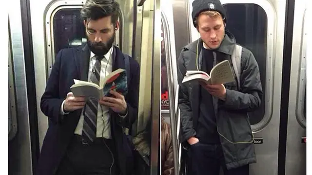 Potret Pria Necis yang Hobi Membaca Buku di Kereta