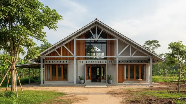 Rumah 1 Lantai di Desa Gaya Industrial Kekinian (Gemini AI)