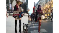 Dalam kunjungannya ke Paris awal pekan ini, Syahrini mengenakan ponco Burberry yang sama dengan aktris Olivia Palermo.